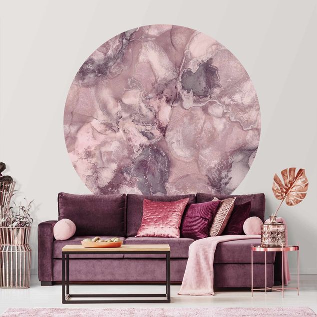 Self-adhesive round wallpaper - Colour Experiments Marble Purple