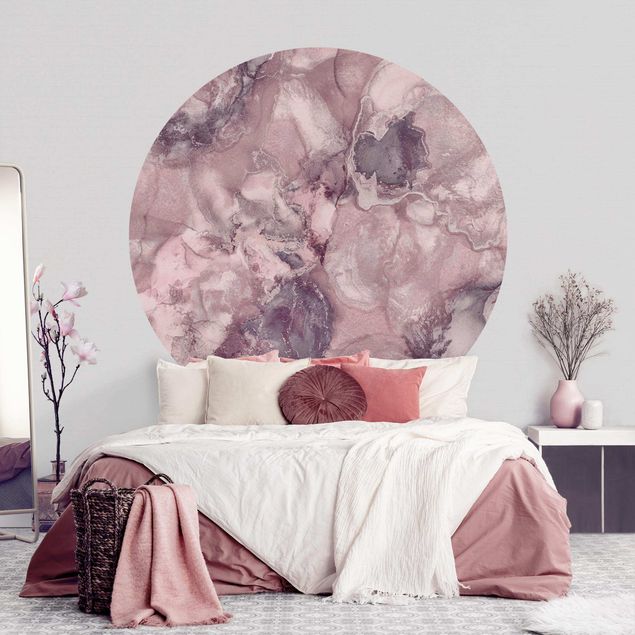 Self-adhesive round wallpaper - Colour Experiments Marble Purple