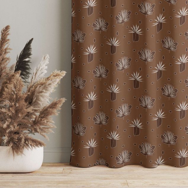 custom curtain Fern Leaves With Dots - Fawn Brown