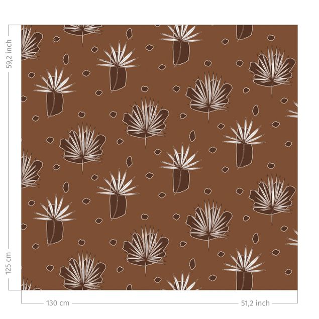 floral drapes Fern Leaves With Dots - Fawn Brown