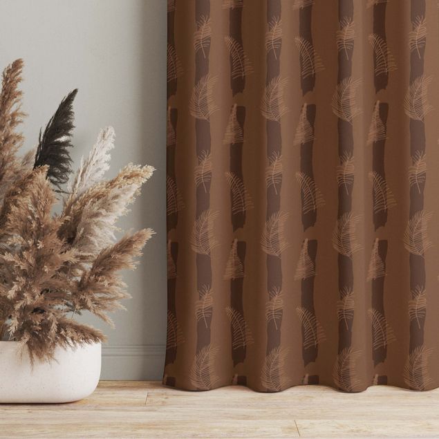 striped drapes Fern Illustration With Stripes - Fawn Brown