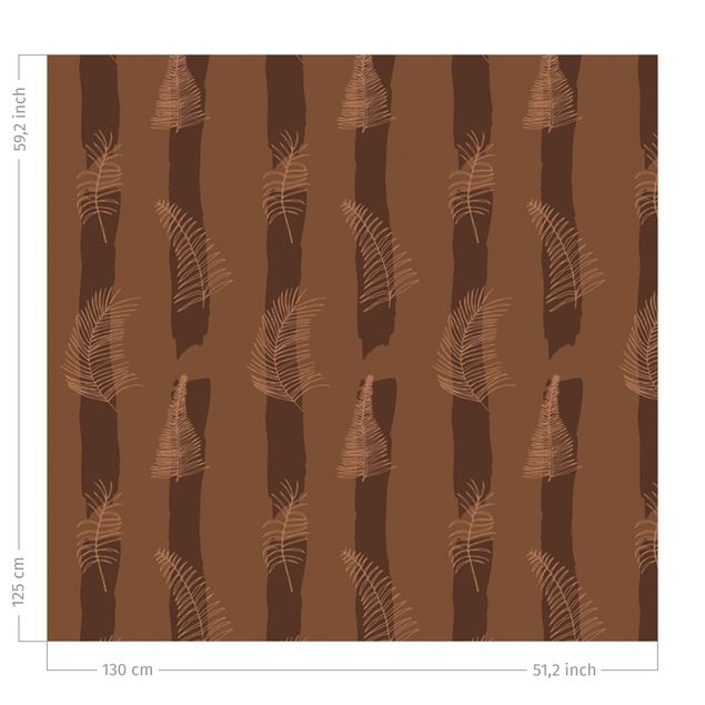 contemporary curtains Fern Illustration With Stripes - Fawn Brown