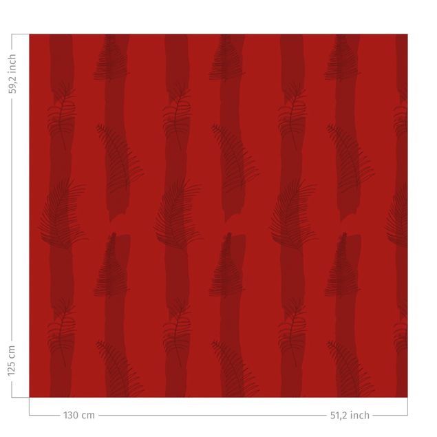 modern curtains for living room Fern Illustration With Stripes - Red