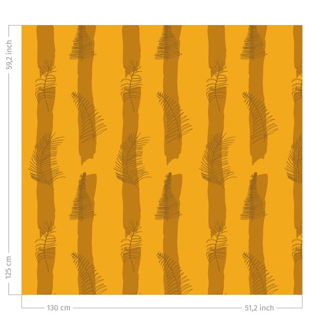modern curtains for living room Fern Illustration With Stripes - Warm Yellow