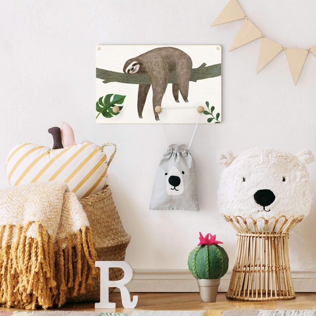 Coat rack for children - Sloth Text - Chill