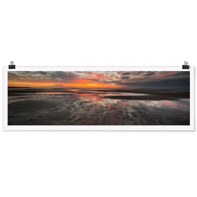 Panoramic poster nature & landscape - Sunrise Over The Mudflat