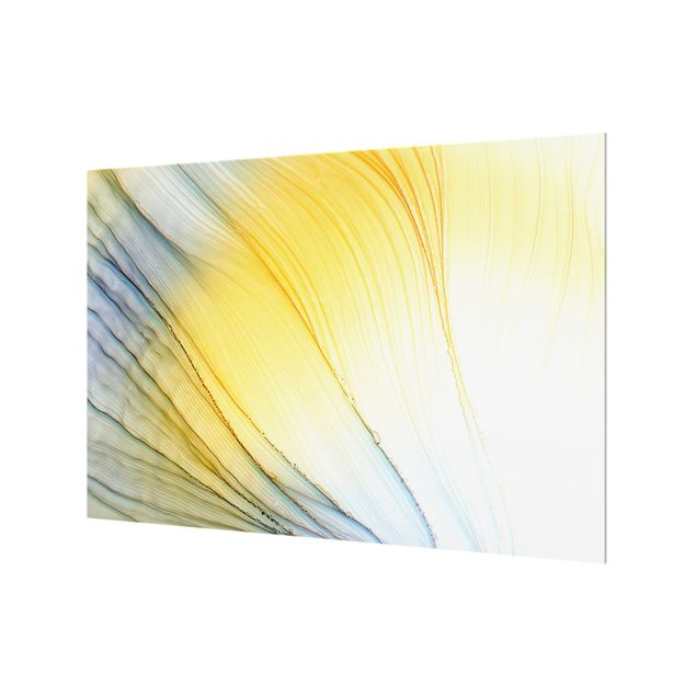 Splashback - Mottled Colours In Honey Yellow - Landscape format 3:2