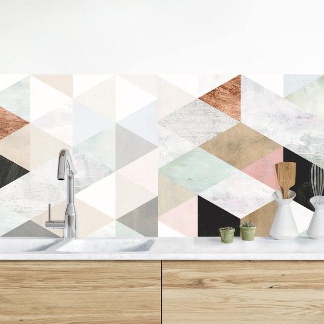 Kitchen splashback patterns Watercolour Mosaic With Triangles I
