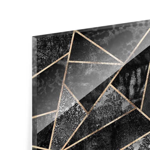 Glass Splashback - Gray Triangles Gold - Square 1:1