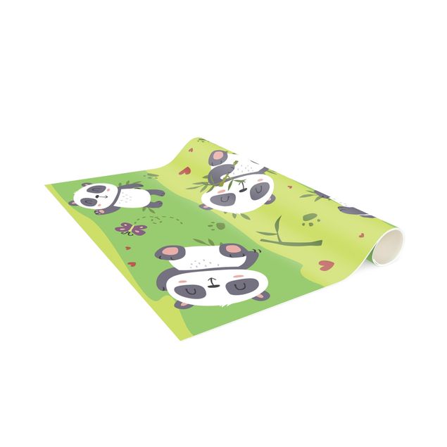 hallway runner Cute Panda On Green Meadow