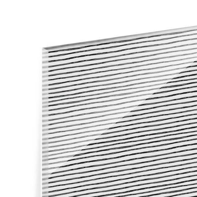 Splashback - Black Ink Line Pattern - Landscape format 2:1