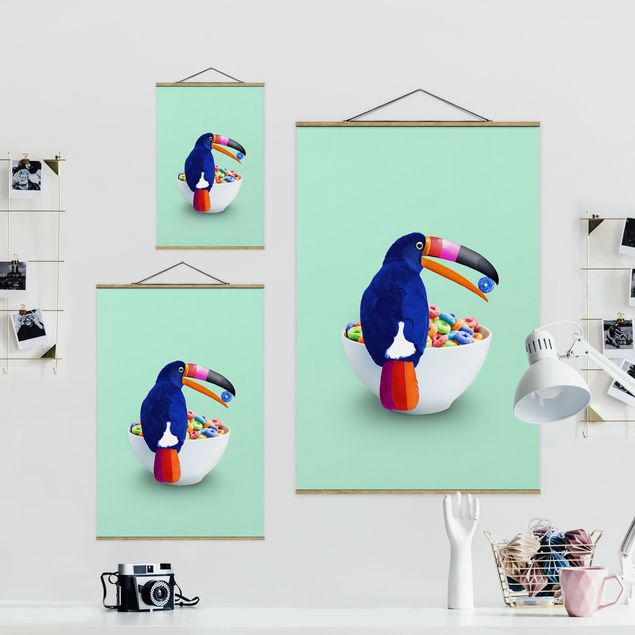 Fabric print with poster hangers - Breakfast With Toucan
