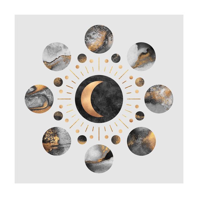 Abstract rugs Moon Phases Abstract Gold