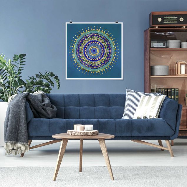Poster - Mandala Blue Gold
