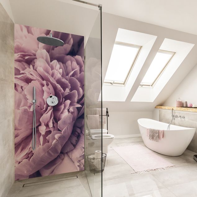 Shower panels Purple Peony Blossoms