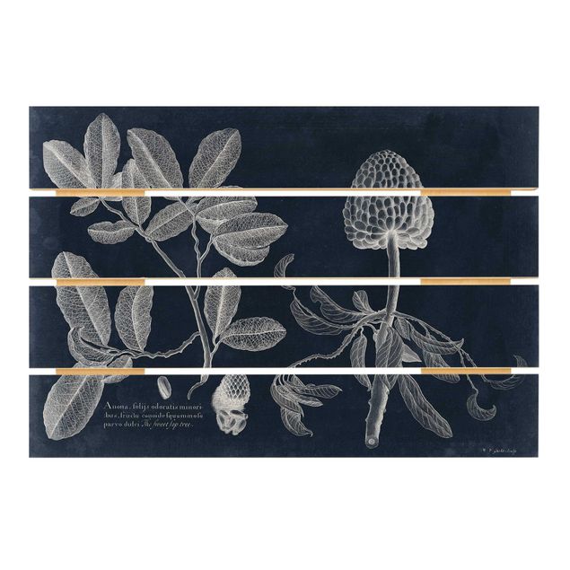 Print on wood - Foliage Dark Blue - Zimtapfel
