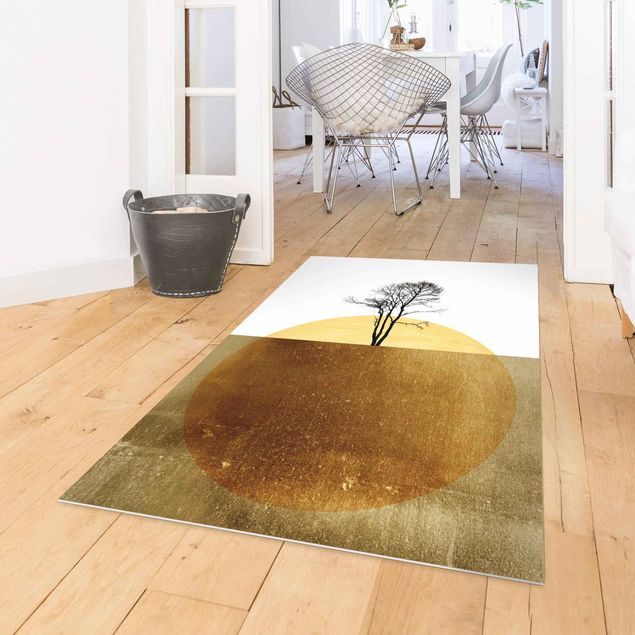 outdoor patio rugs Golden Sun With Tree