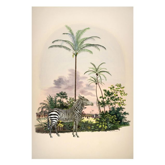 Magnetic memo board - Zebra Front Of Palm Trees Illustration