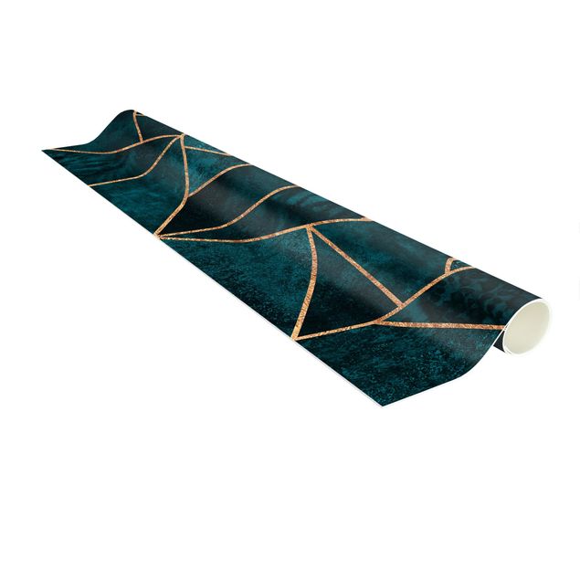 modern area rugs Dark Turquoise With Gold