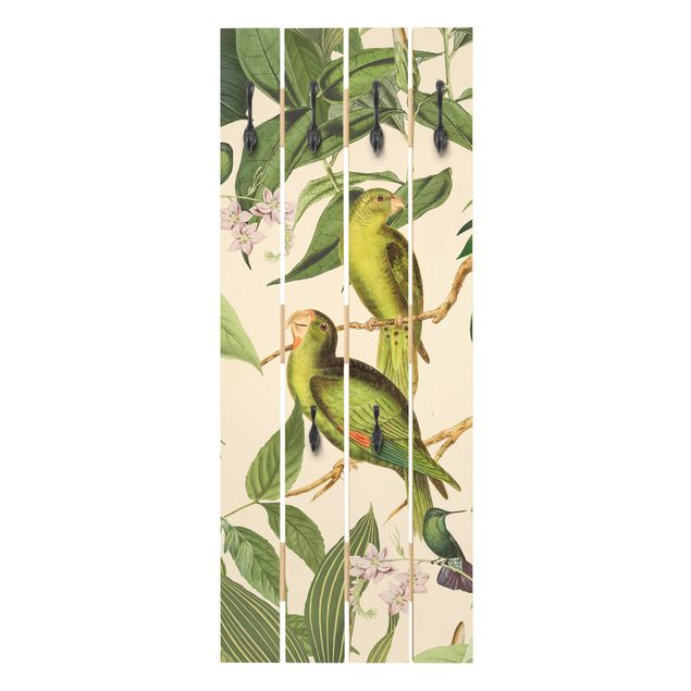 Coat rack - Vintage Collage - Parrots In The Jungle