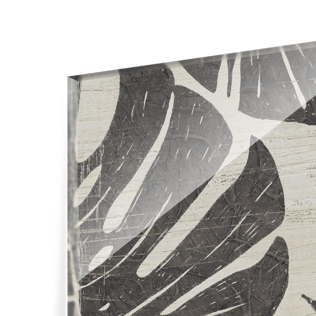 Glass Splashback - Palm Leaves Against A Light Gray - Landscape 3:4