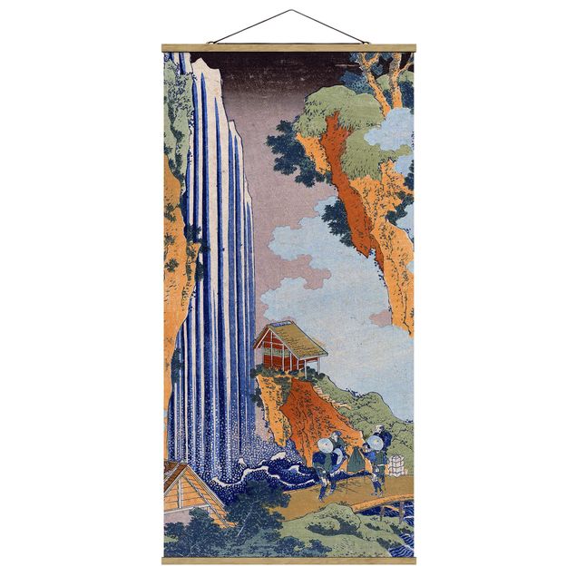Fabric print with poster hangers - Katsushika Hokusai - Ono Waterfall on the Kisokaidô