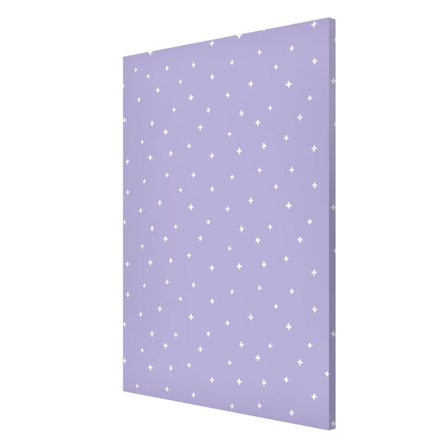 Magnetic memo board - Drawn White Crosses On Lilac