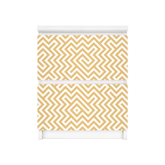 Adhesive film for furniture IKEA - Malm chest of 2x drawers - Geometric Pattern Design Yellow