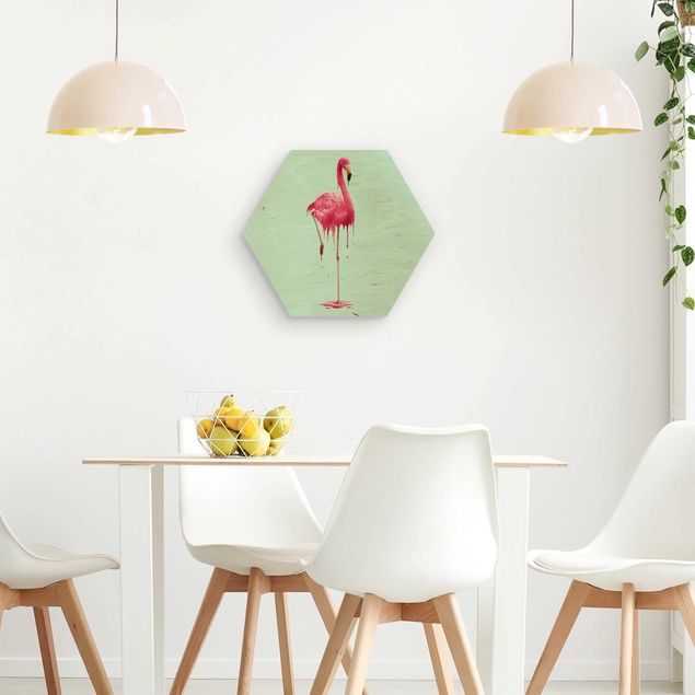 Wooden hexagon - Melting Flamingo