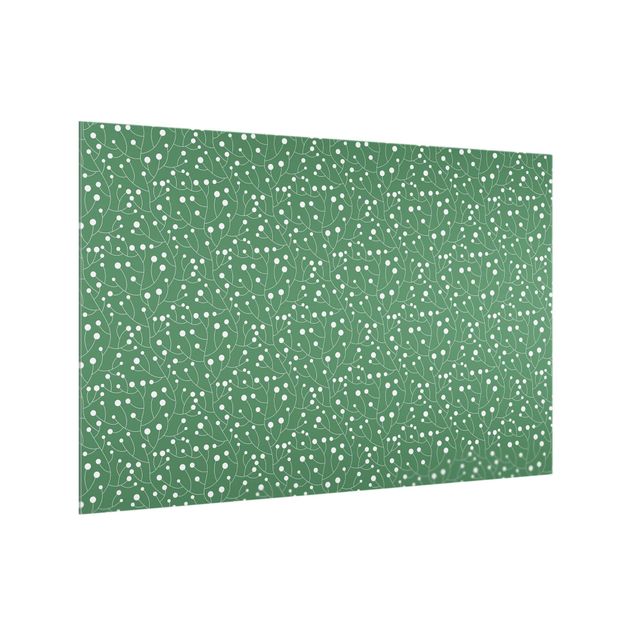 Glass splashback kitchen Natural Pattern Growth With Dots On Green