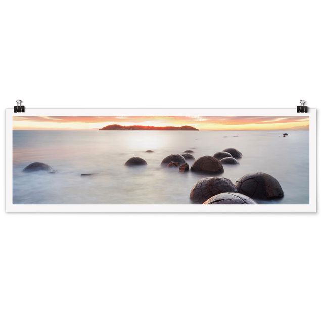 Panoramic poster beach - Moeraki New Zealand
