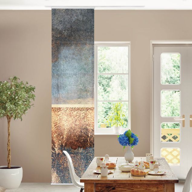 Sliding panel curtain - Abstract Lakeshore In Gold