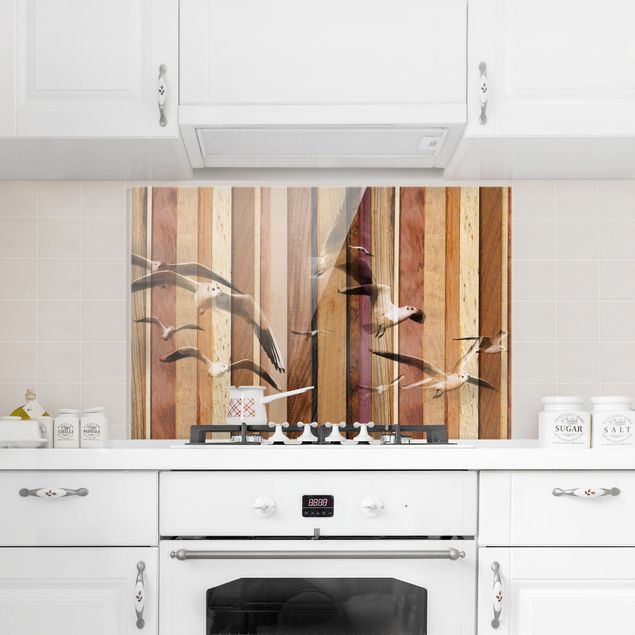Wood effect splashbacks for kitchens Seagulls