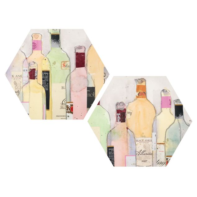 Forex hexagon - Wine Bottles In Water Color Set I