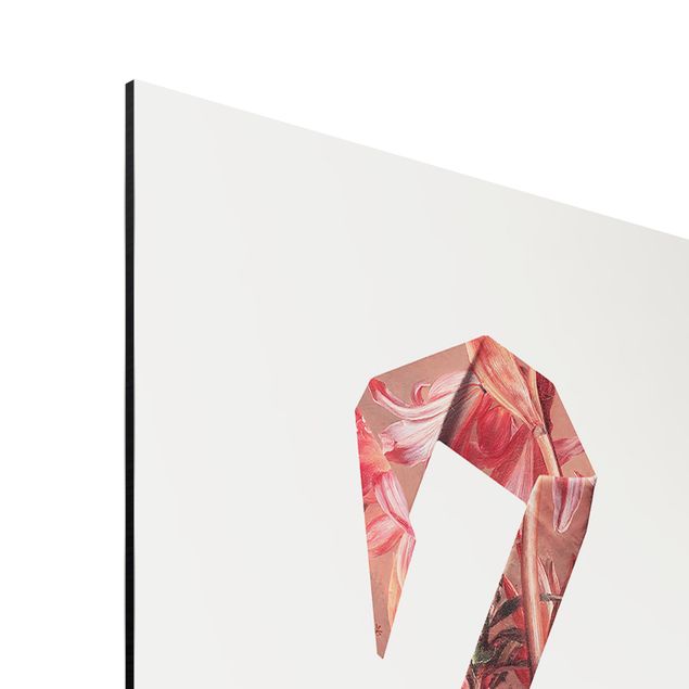 Print on aluminium - Origami Flamingo