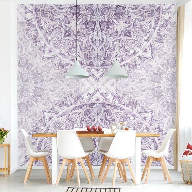 Wallpaper - Mandala Watercolour Ornament Purple