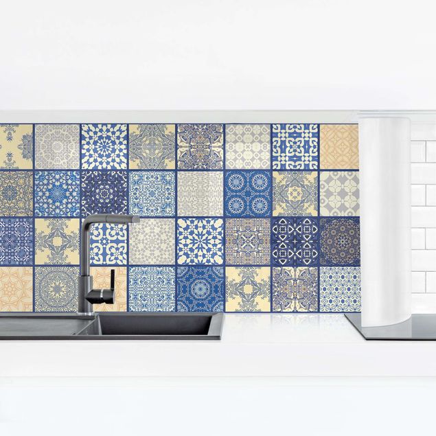 Kitchen wall cladding - Sunny Mediterranian Tiles With Blue Joints