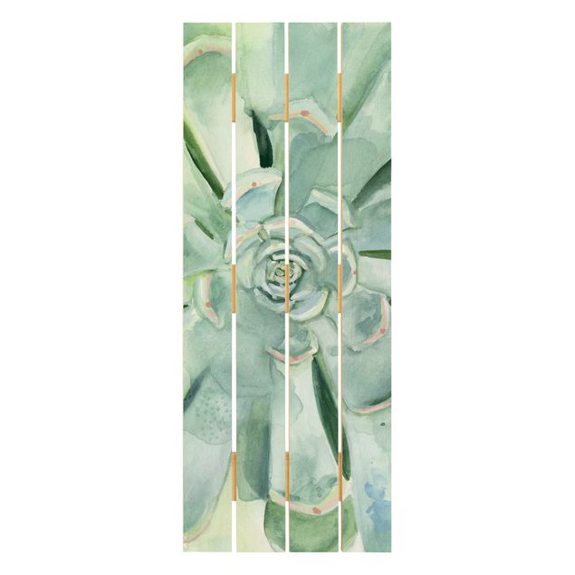 Print on wood - Succulent Plant Watercolour Light Coloured