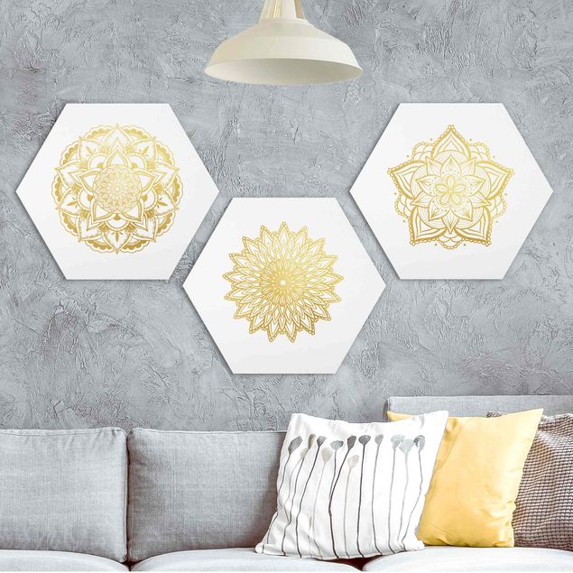 Forex hexagon - Mandala Flower Sun Illustration Set Gold