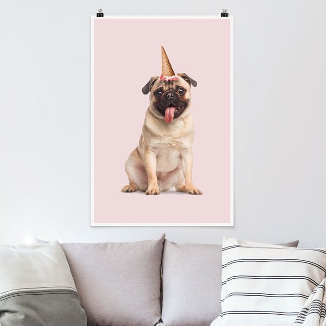 Poster - Mops With Ice Cream Cone