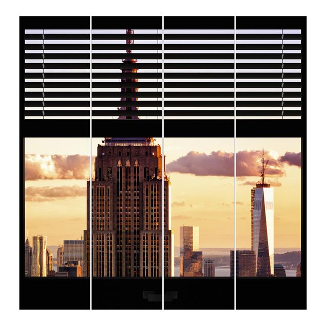 Sliding panel curtains set - Window View Blind - Empire State Building New York