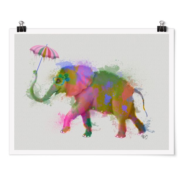 Poster - Rainbow Splash Elephant