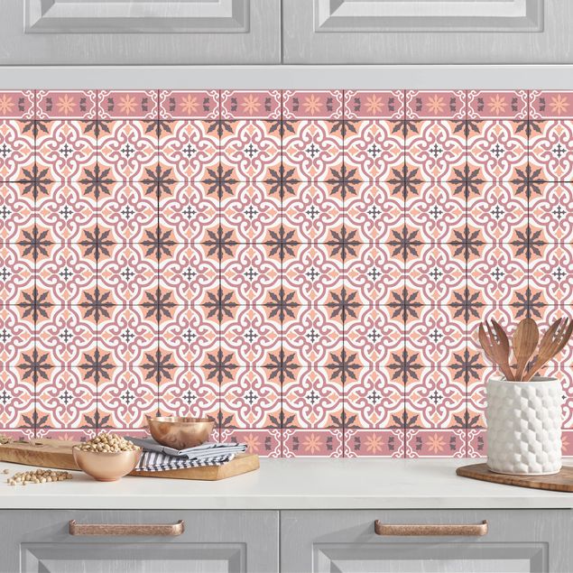 Kitchen splashback patterns Geometrical Tile Mix Cross Orange
