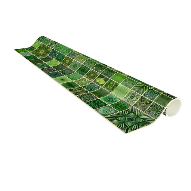 contemporary rugs Green Jungle Tiles With Golden Shimmer