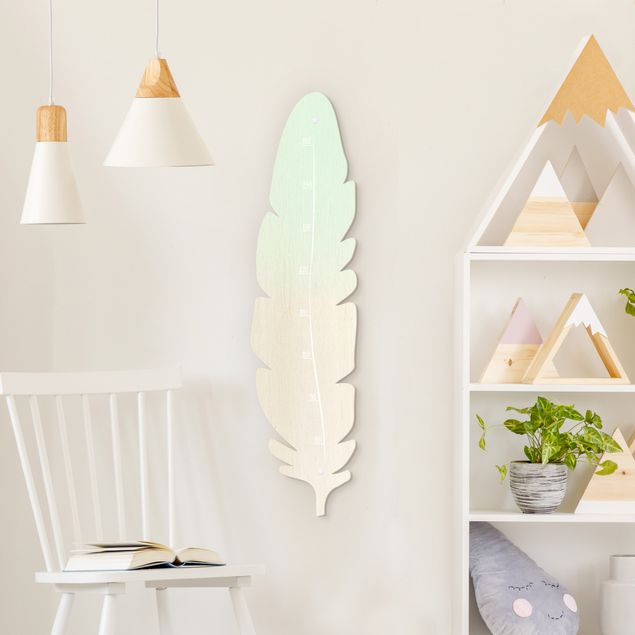Wooden height chart for kids - Feather Mint