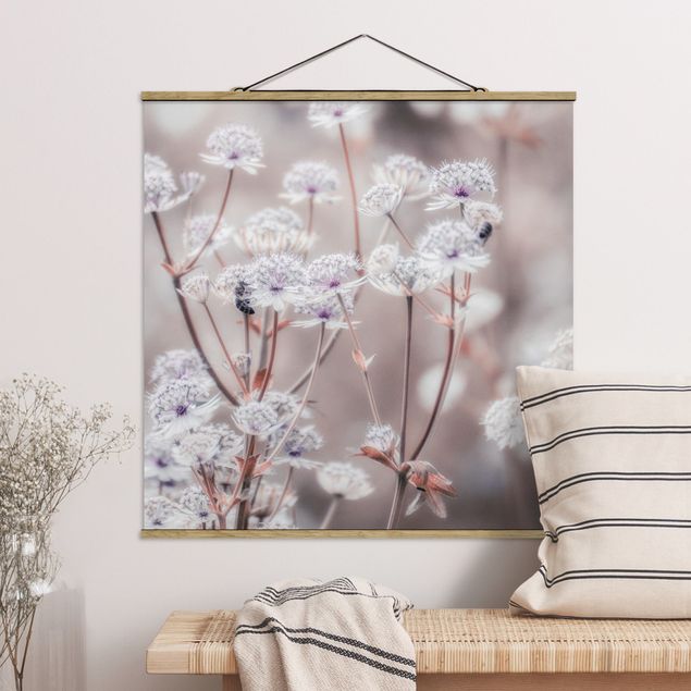 Fabric print with poster hangers - Wild Flowers Light As A Feather - Square 1:1