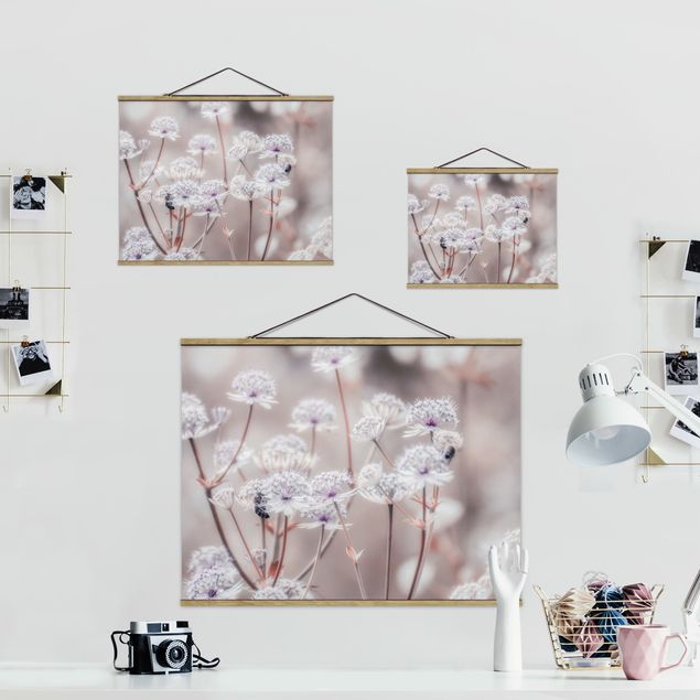 Fabric print with poster hangers - Wild Flowers Light As A Feather - Landscape format 4:3