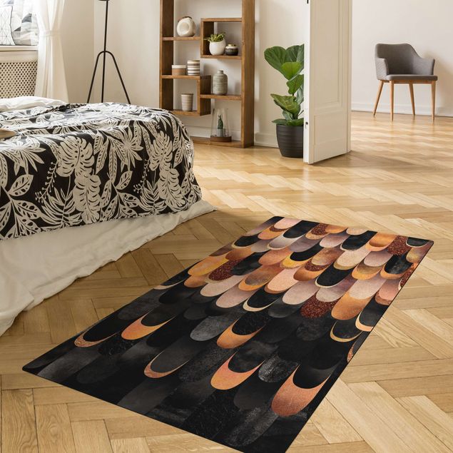 modern abstract rug Feathers Bronze Black