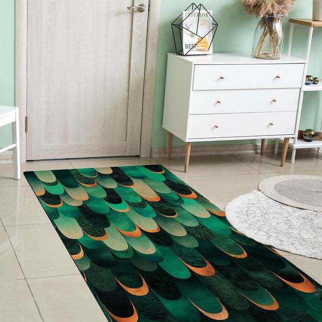 modern area rugs Feathers Gold Turquoise
