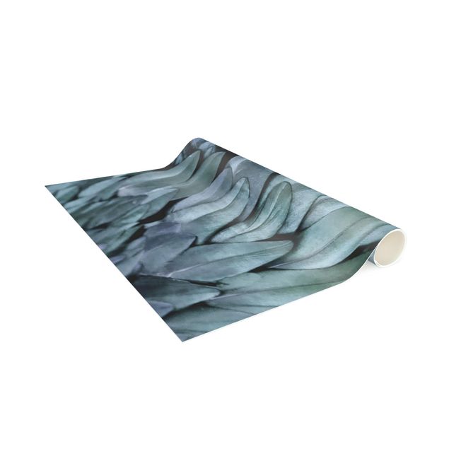large floor mat Feathers In Aquamarine